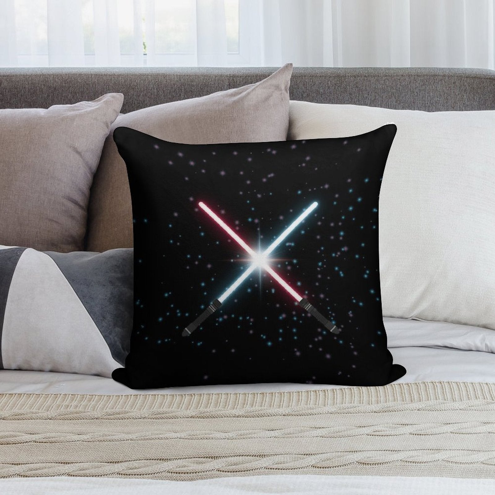 Lightsaber Stardust Soft Luxury Feel Throw Pillow