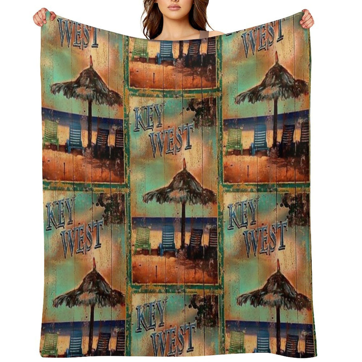 KEY WEST FLORIDA VINTAGE SIGN Anti-pilling Throw Blanket