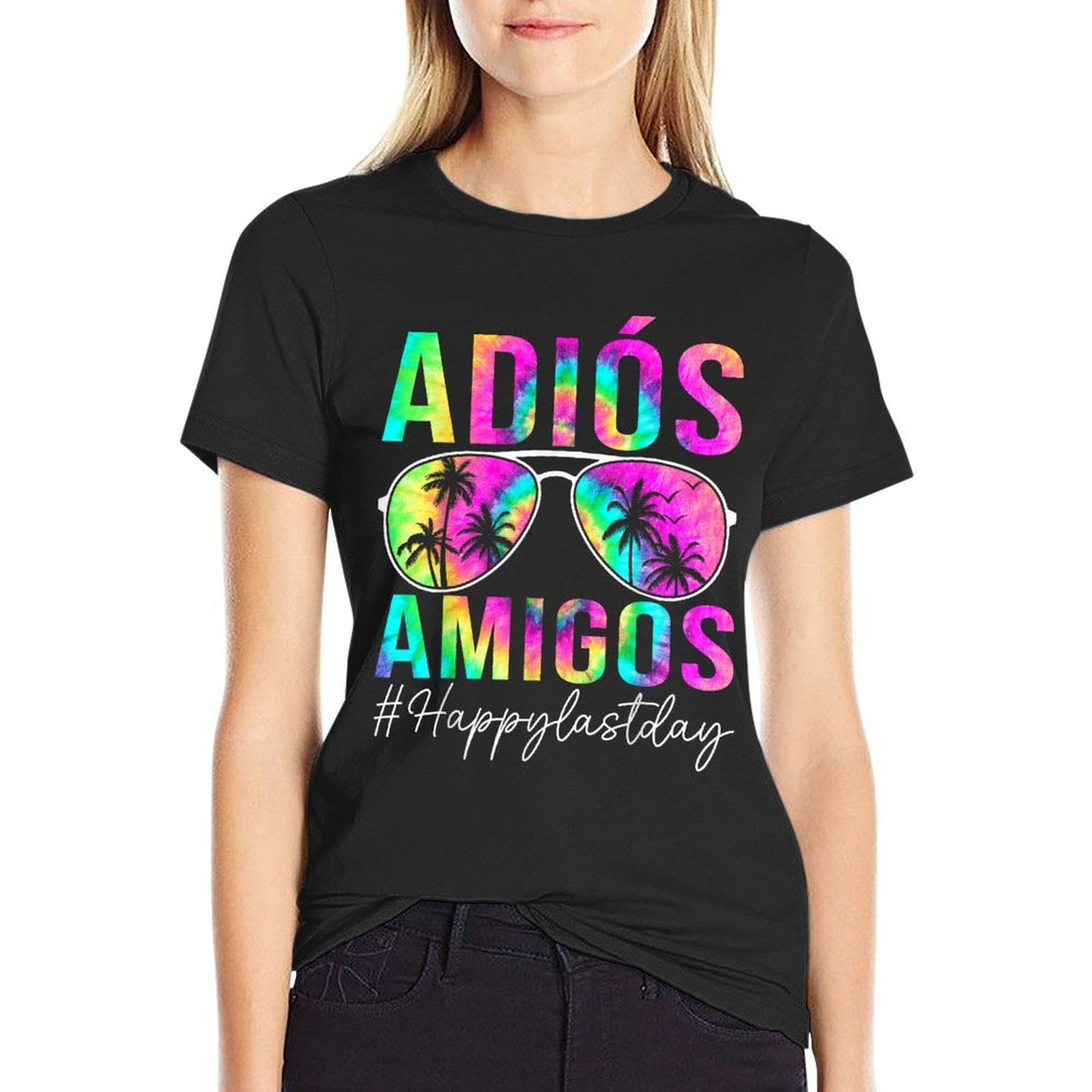 Adios Amigos Tie Dye Last Day of School Teacher Kids Spanish  Wrinkle-resistant T-Shirt