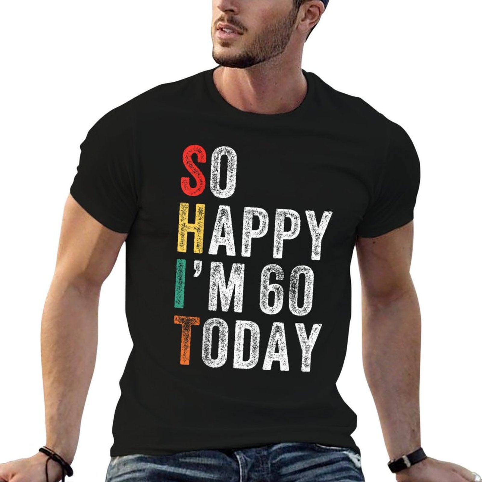 So Happy I'm 60 Today Funny 60th Birthday  Trendy Pattern T-Shirt