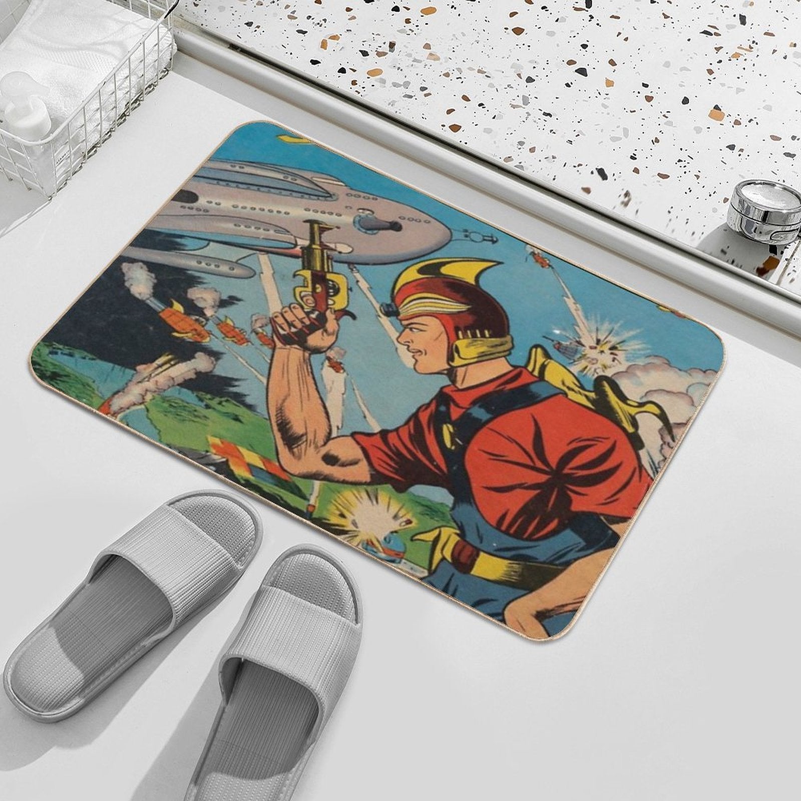 Buck Rogers Vintage Comic Boys Retro Hipster Print Mask Gift  Stain-Proof Bath Mat