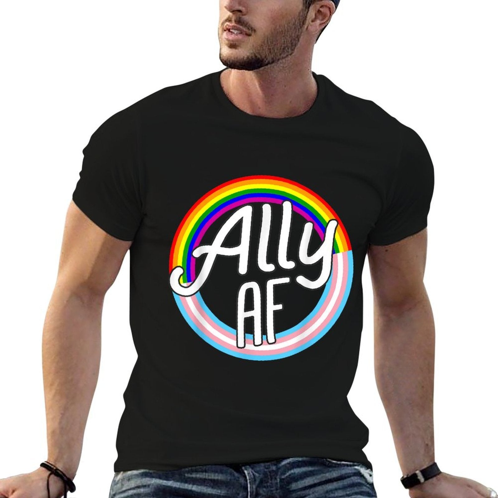 ALLY AF Trans Love Equality LGBT Pride Love Gay  Polyester Blend T-Shirt