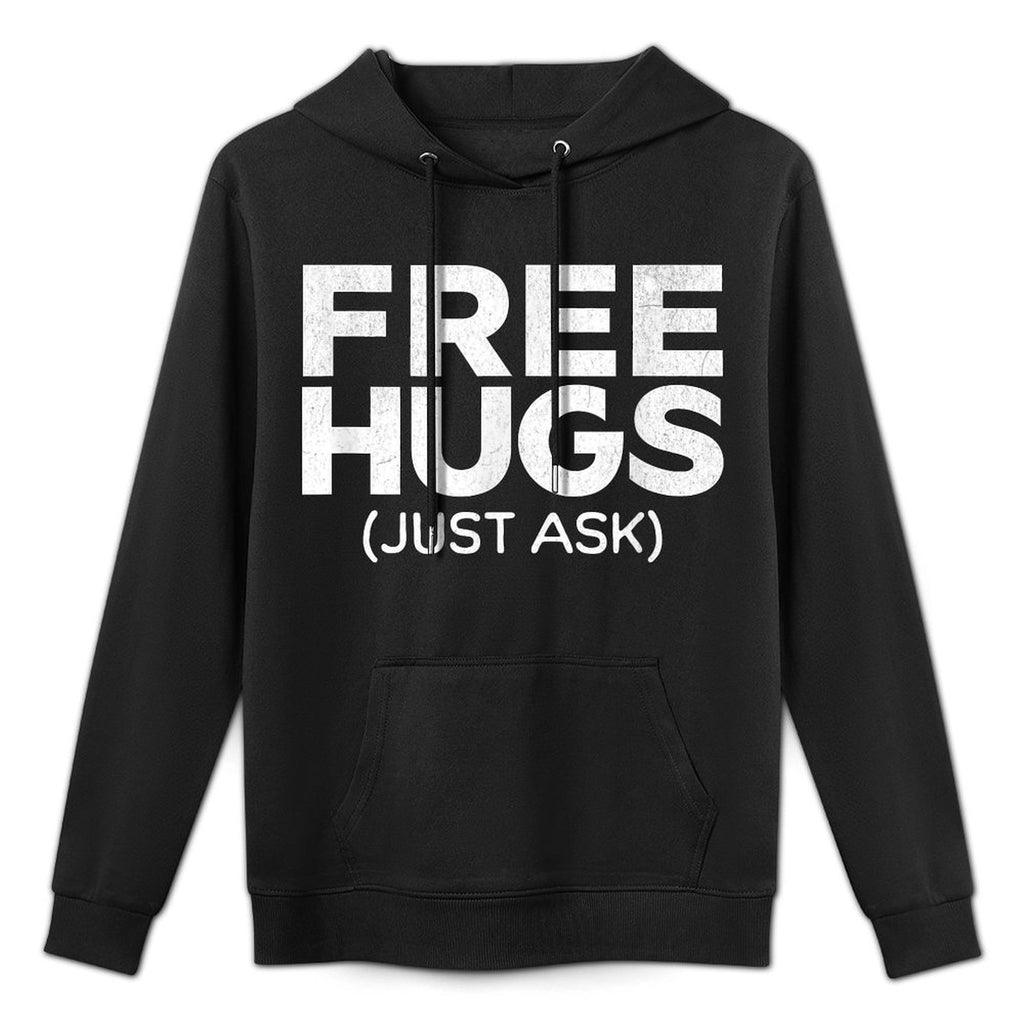 Funny Free Hugs Unisex-Adults Black Cotton Small Casual Wear Hoodie