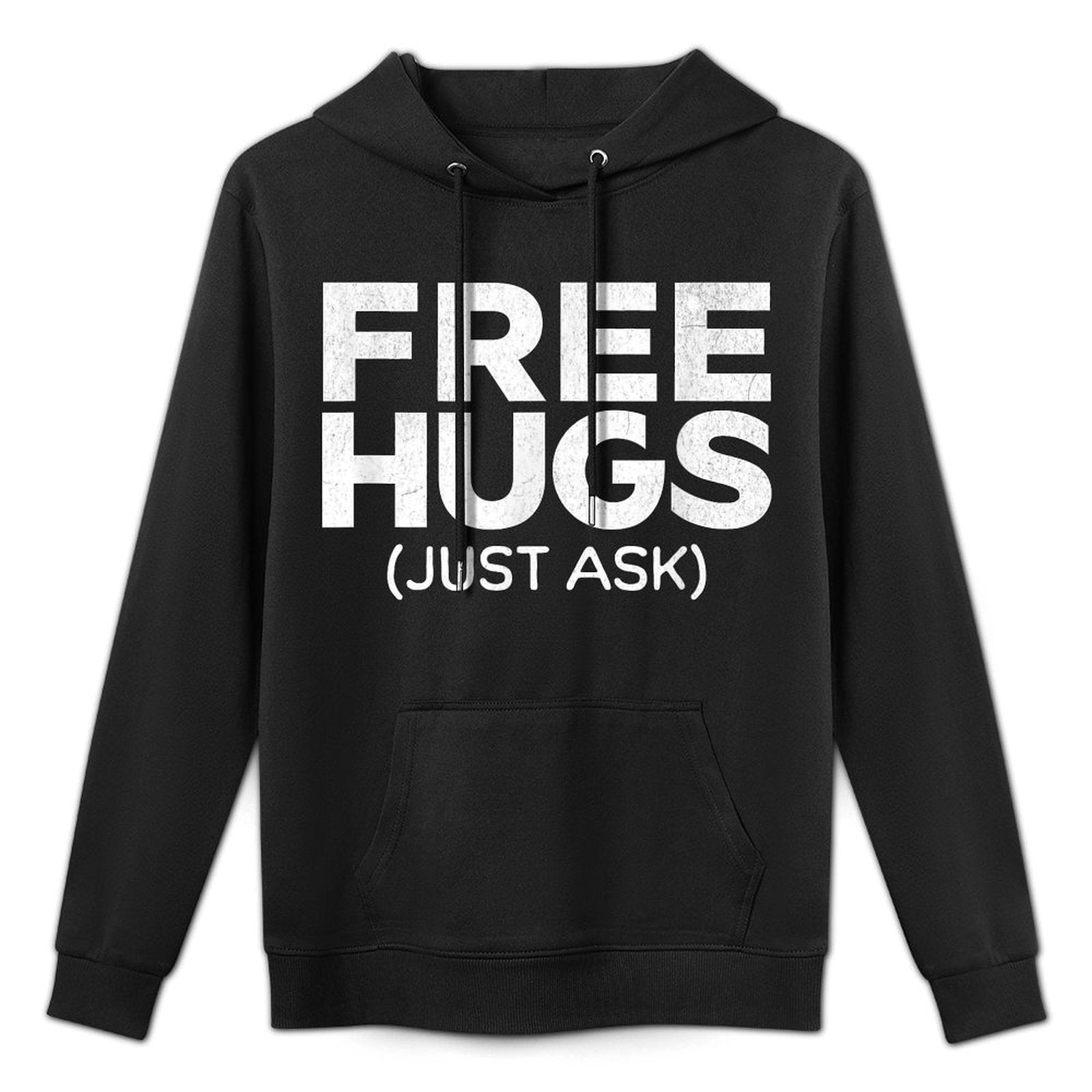 Funny Free Hugs Unisex-Adults Black Cotton Small Casual Wear Hoodie