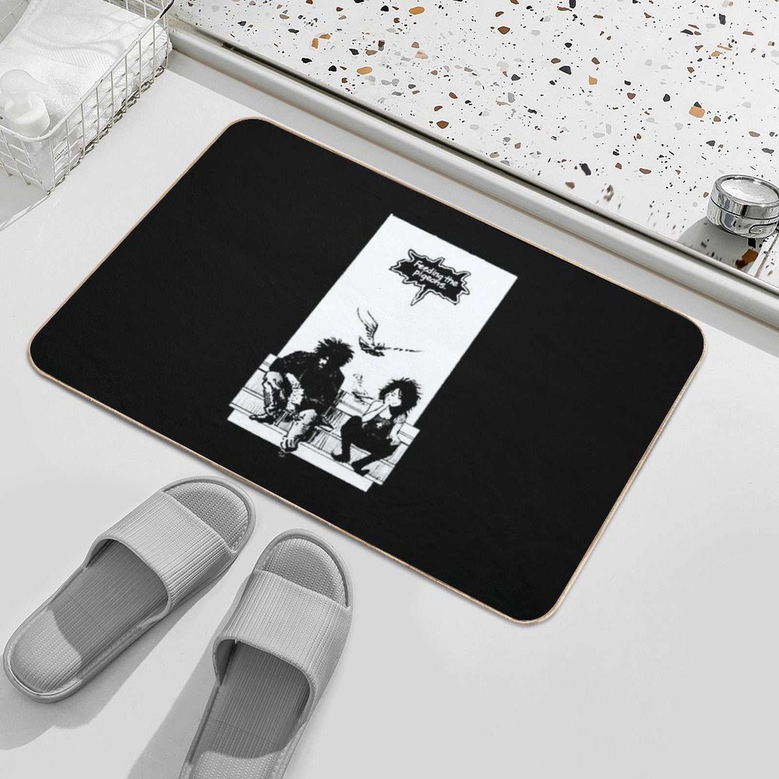 Retro Vintage Feeding The Pigeons Retro Wave  Rapid-Drying Bath Mat