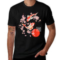 Cherry Blossom Koi Carp Fish Japanese Sakura Graphic Art  Cotton T-Shirt