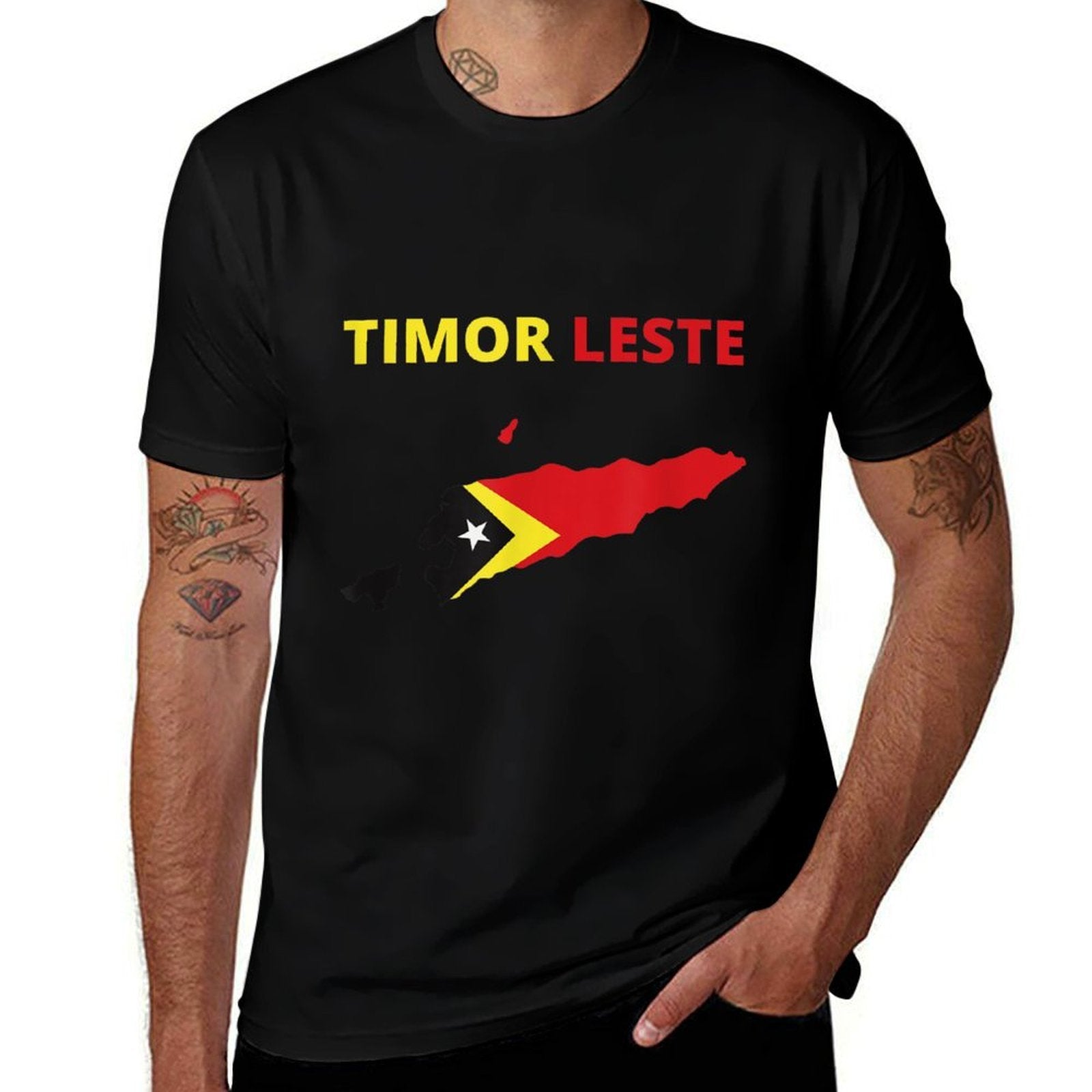 TIMOR LESTE FLAG AND MAP  Affordable Price T-Shirt