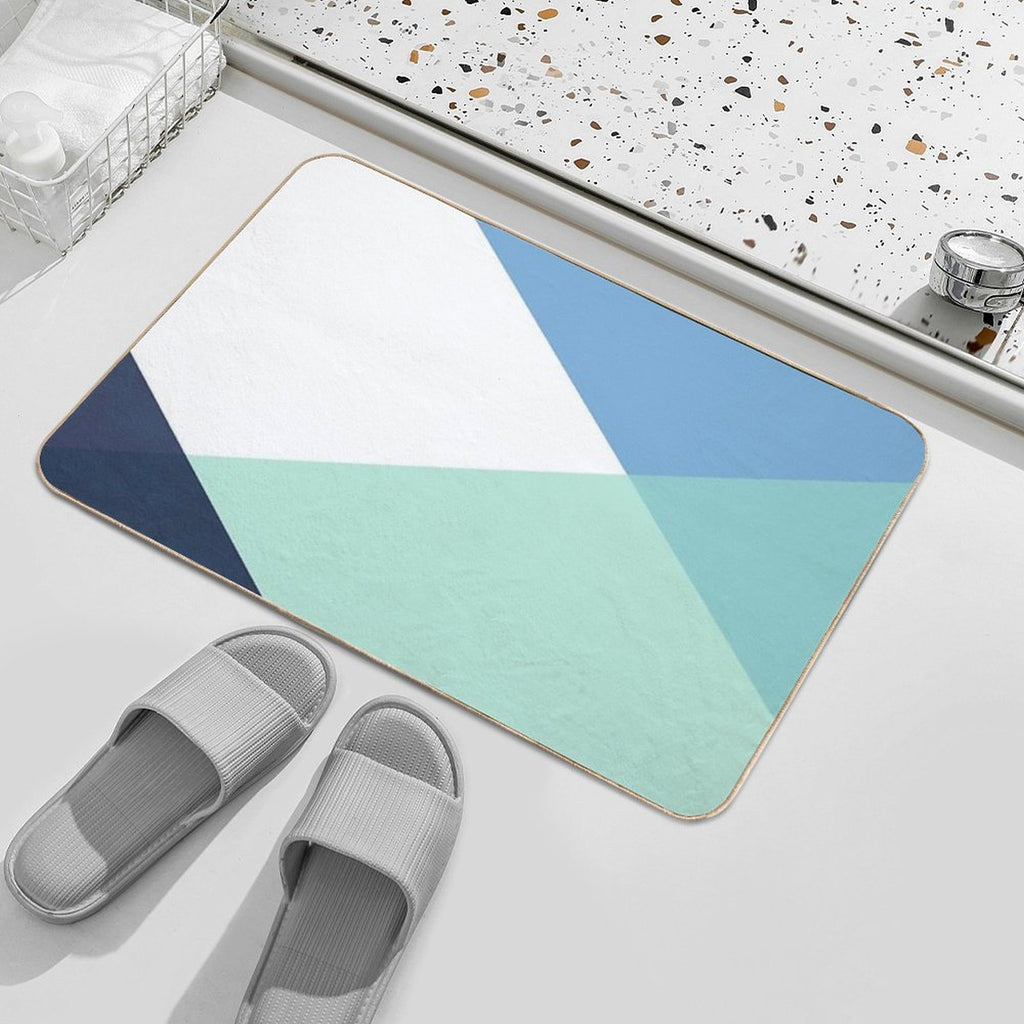 Geometrics - Seafoam & Blue Concrete  Easy Maintenance Bath Mat