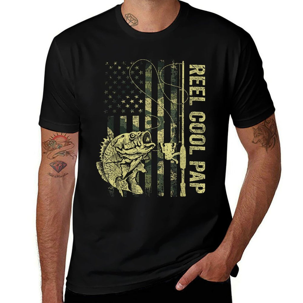 Reel Cool Pap Camouflage American Fathers Day  Relaxed-fit T-Shirt