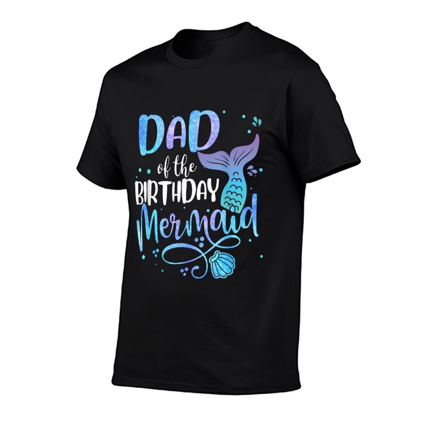 Dad Of The Birthday Mermaid Family Matching Party Squad  Ribbed Collar T-Shirt