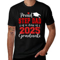 Super Proud Step Dad of 2025 Graduate Graduation Family  Trendy Pattern T-Shirt