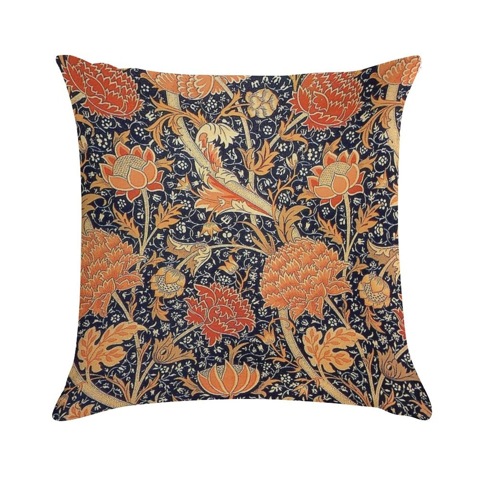 William Morris Cray Blue And Orange Soft High-Density Material Throw Pillow