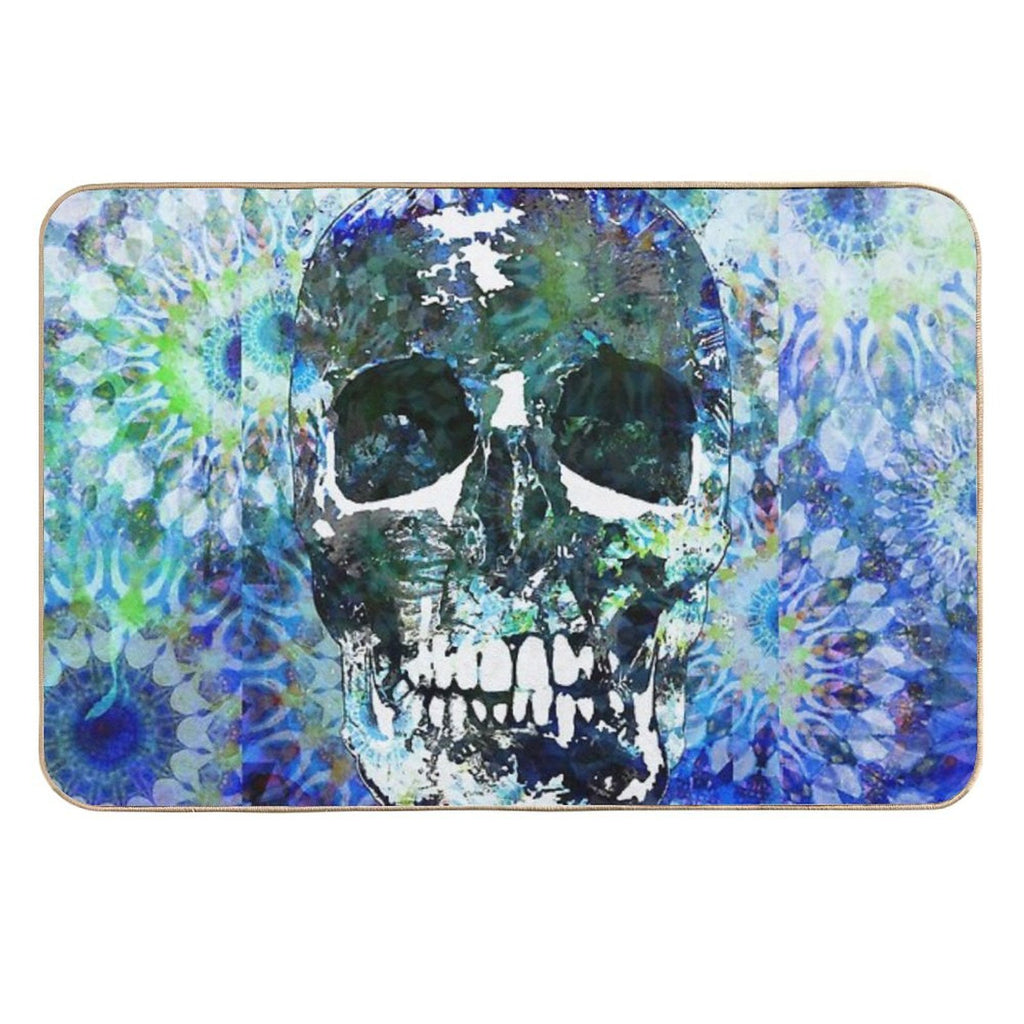 Blue Mandala Candy Skull Art  Toxin-Free Bath Mat