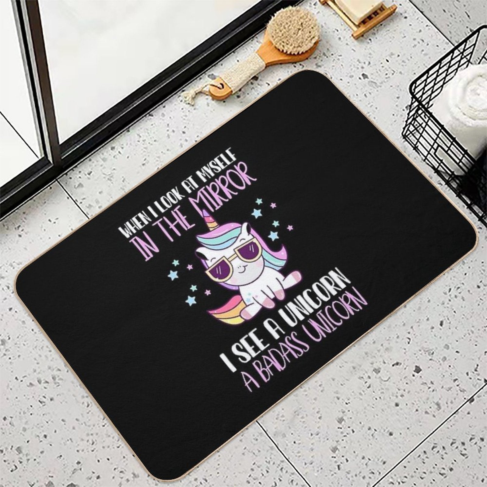Funny Badass Unicorn  Dirt-Trapping Bath Mat