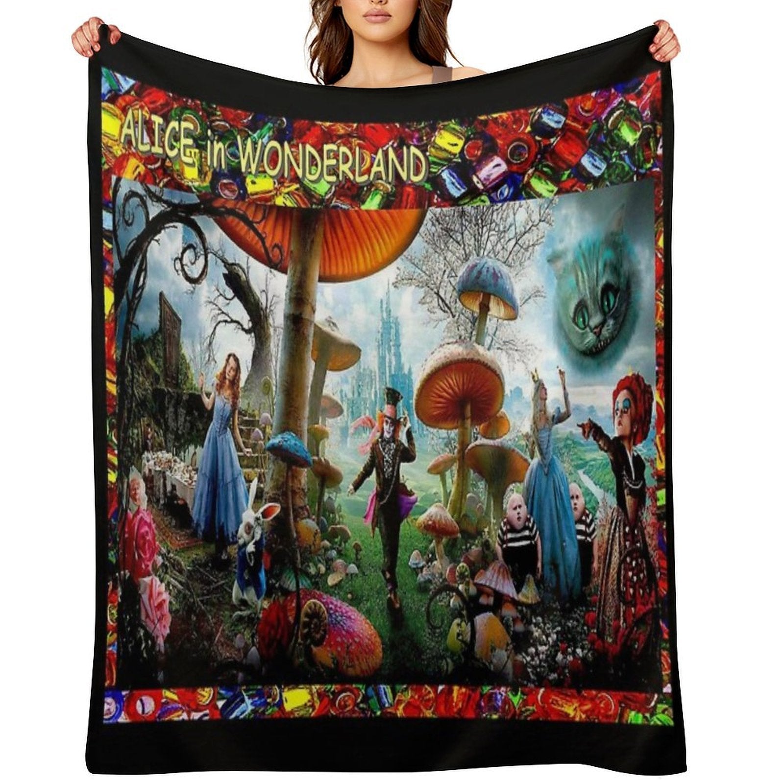 ALICE IN WONDERLAND  Modern Advertising Print Gift-ready Throw Blanket