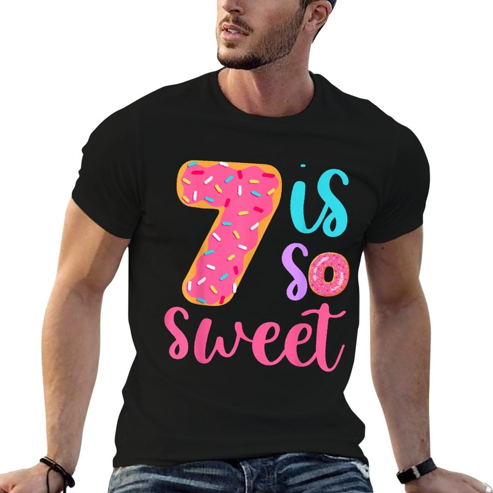 7 Is So Sweet Girls 7th Birthday Donut  Eco-friendly Material T-Shirt