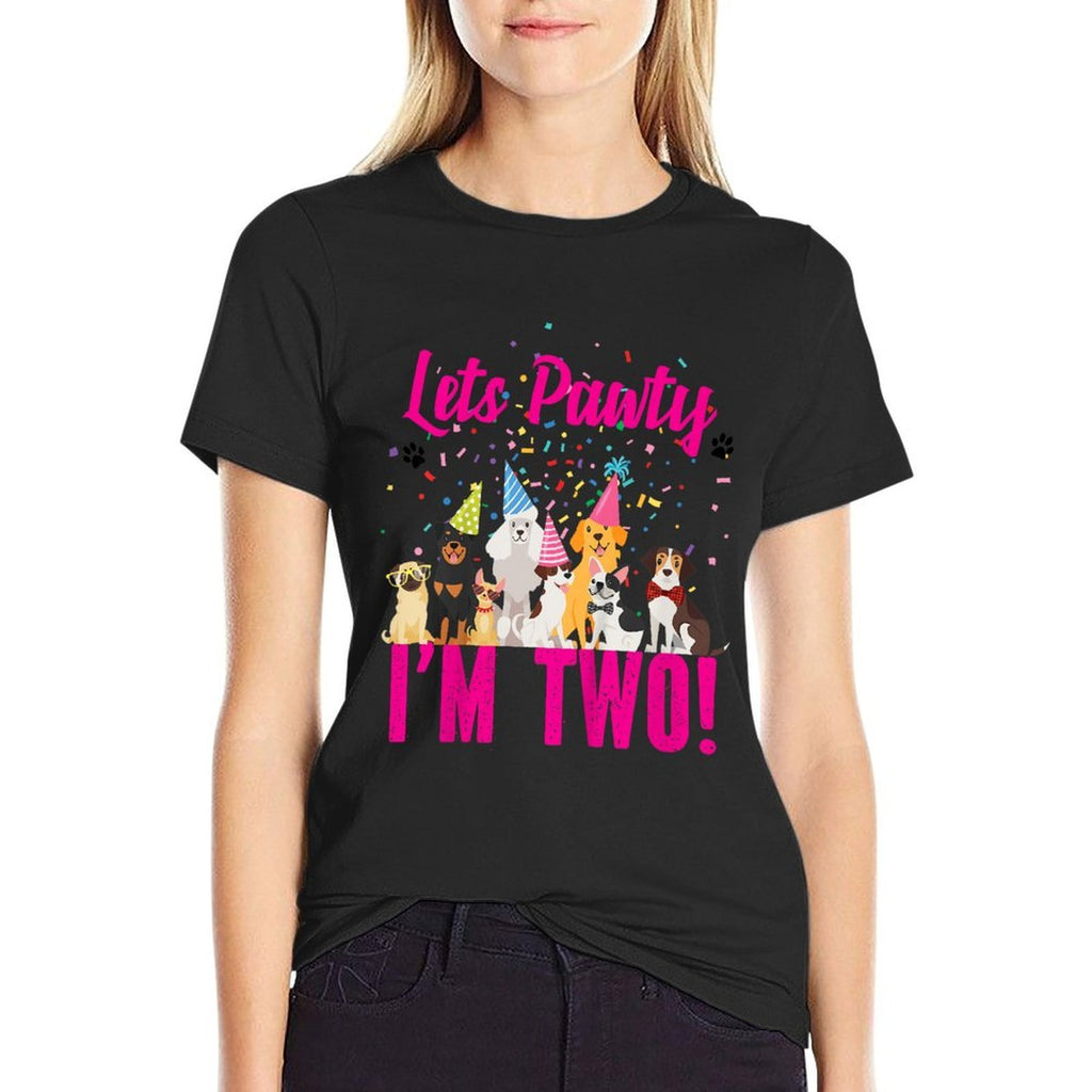 Lets Pawty I'm TWO! Puppy Dog Themed Birthday Party Outfit  Moisture-wicking T-Shirt