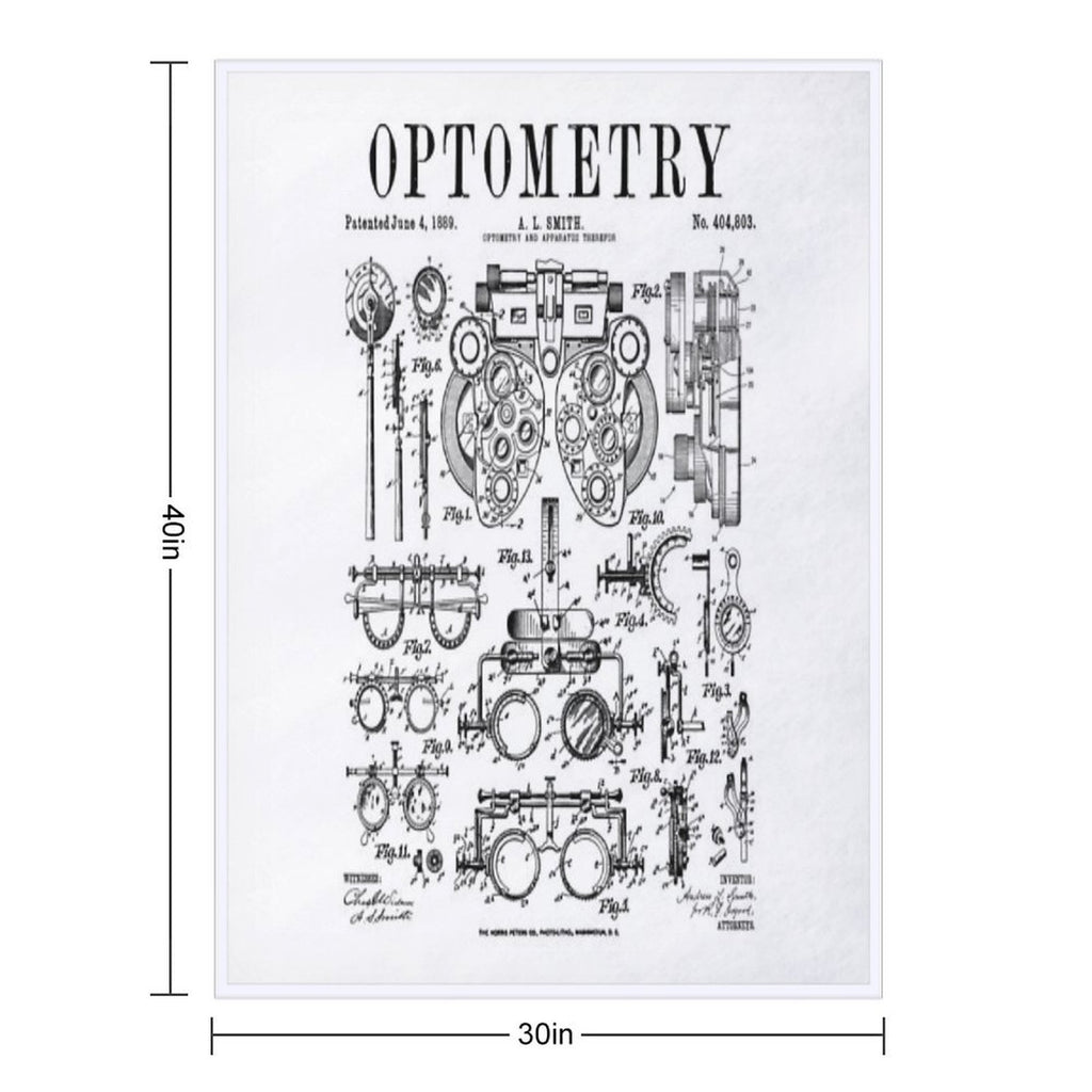 Optometrist Optometry Eye Doctor Tools Vintage Patent Print Gift-ready Throw Blanket