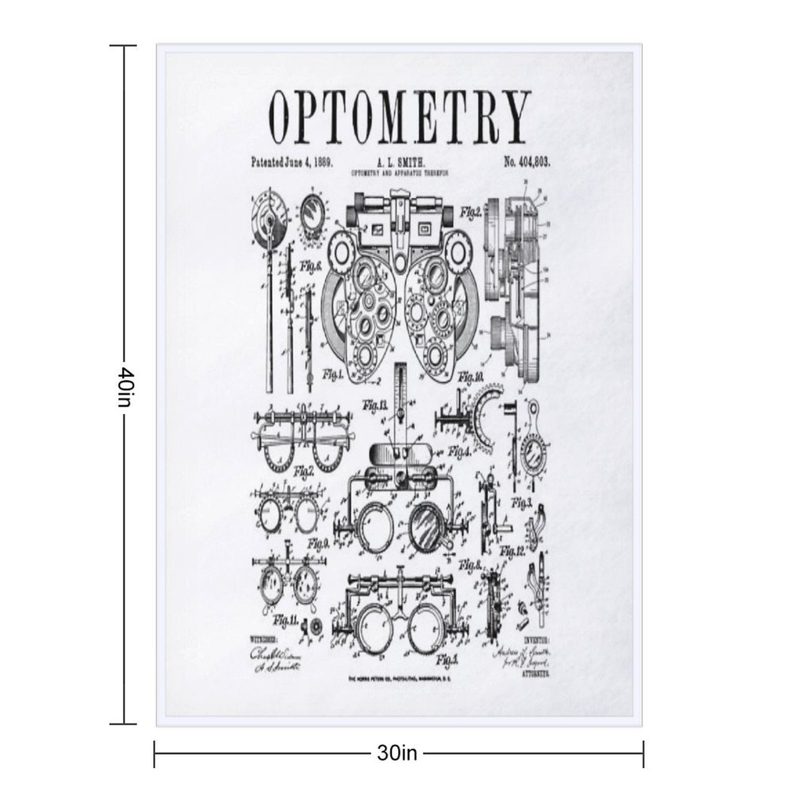 Optometrist Optometry Eye Doctor Tools Vintage Patent Print Gift-ready Throw Blanket