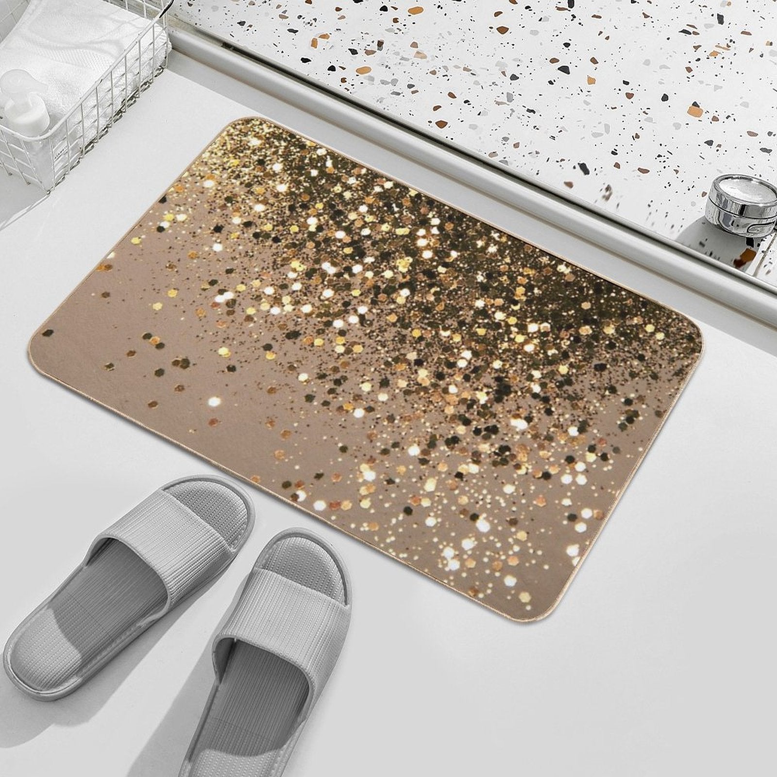 Gold Brown Glam #1 (Photo of Glitter Only - Not Reflective)  Rapid-Drying Bath Mat