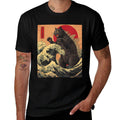 Catzilla Cat Japanese Anime Kawaii Sunset  High-quality Stitching T-Shirt