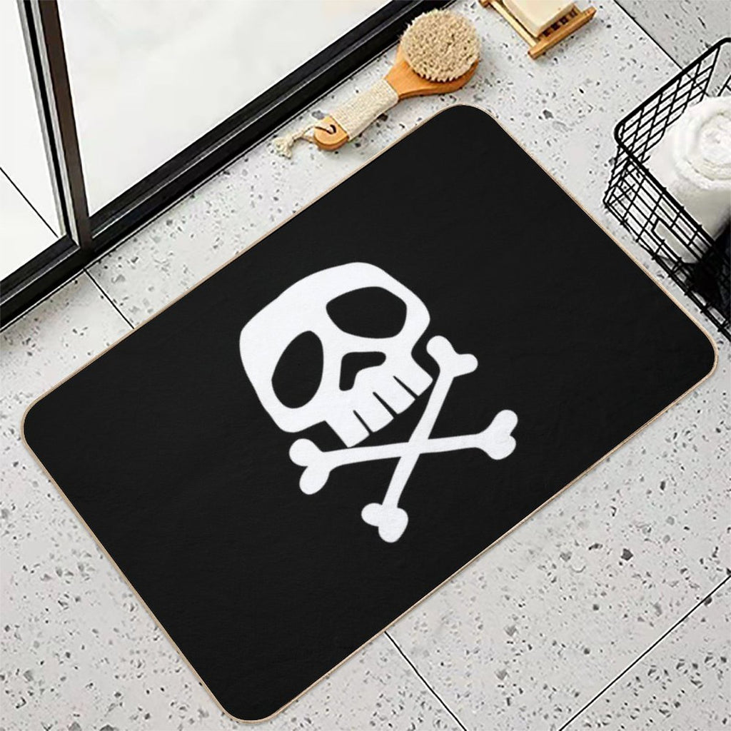 Old School Punk Rock Skull  Repositionable Bath Mat
