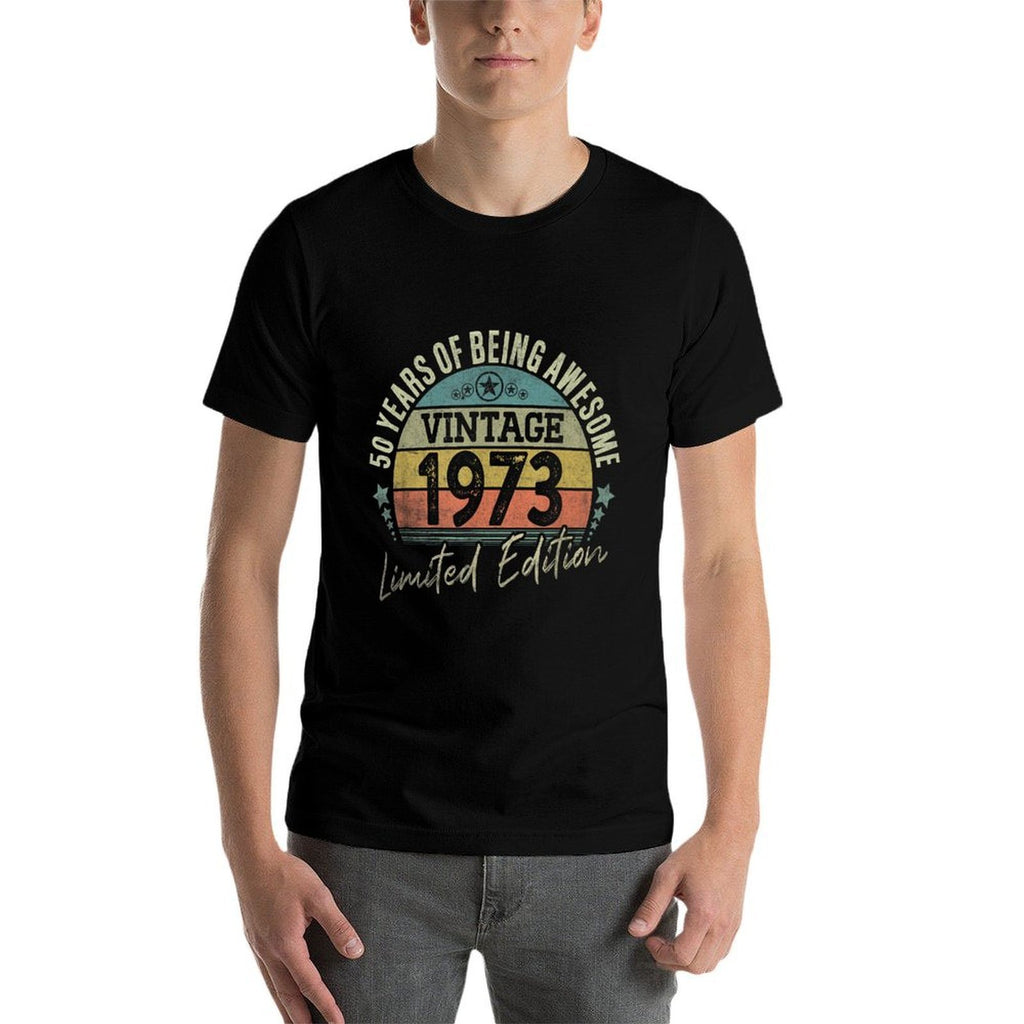 50 Year Old Gifts Vintage 1973 Limited Edition 50th Birthday  Ribbed Collar T-Shirt