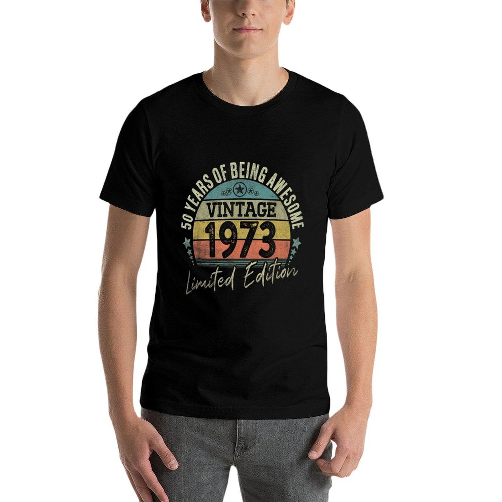 50 Year Old Gifts Vintage 1973 Limited Edition 50th Birthday  Ribbed Collar T-Shirt