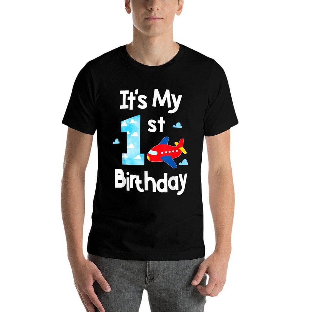 It's My 1st Birthday Airplane Pilot 1 Years Old Boy Girl  Fade-proof Color T-Shirt