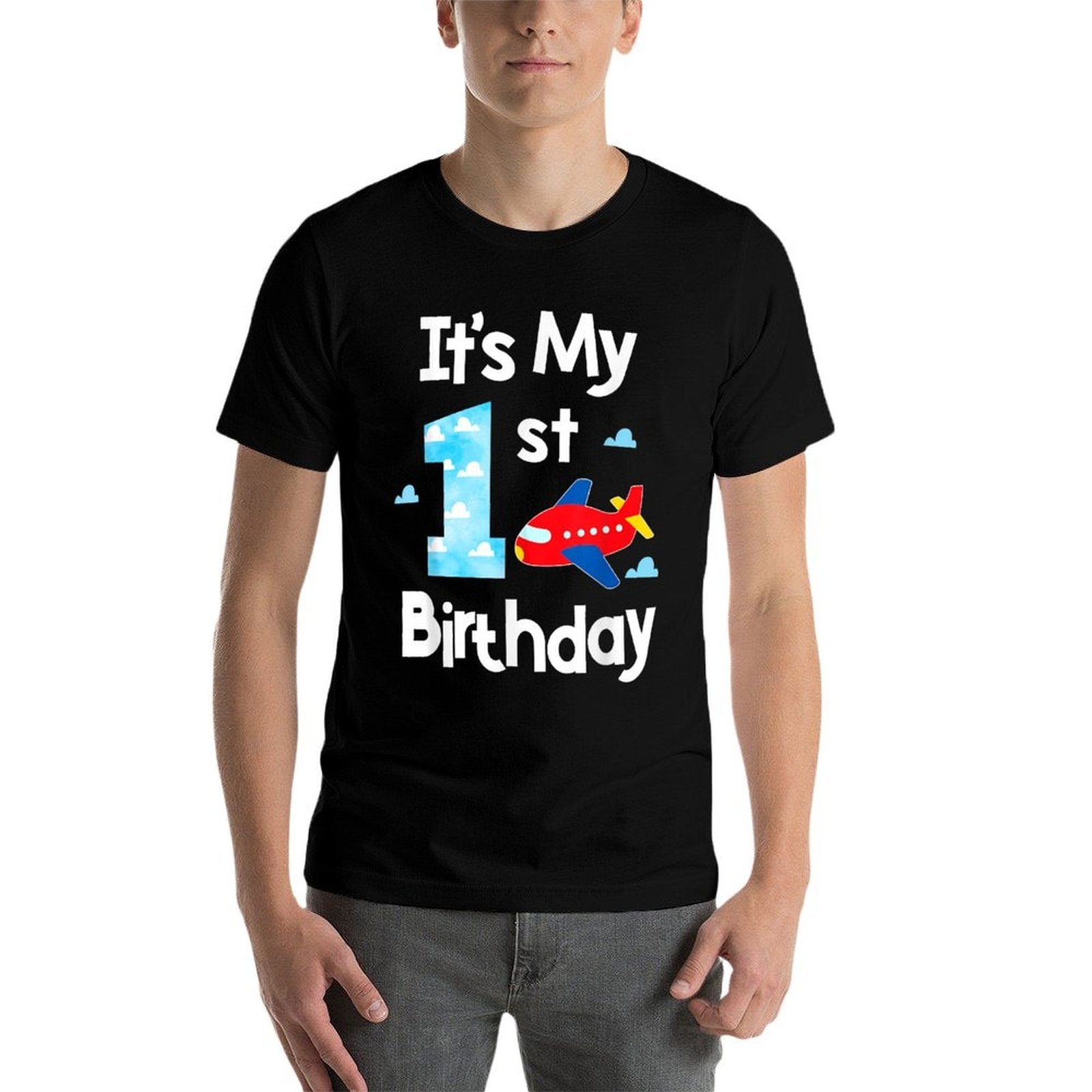 It's My 1st Birthday Airplane Pilot 1 Years Old Boy Girl  Fade-proof Color T-Shirt