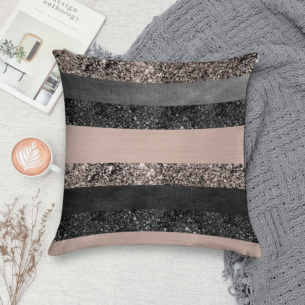 Blush Glam Stripes #2 (Photo of Glitter Only - Not Reflective) Soft Home Decor Throw Pillow