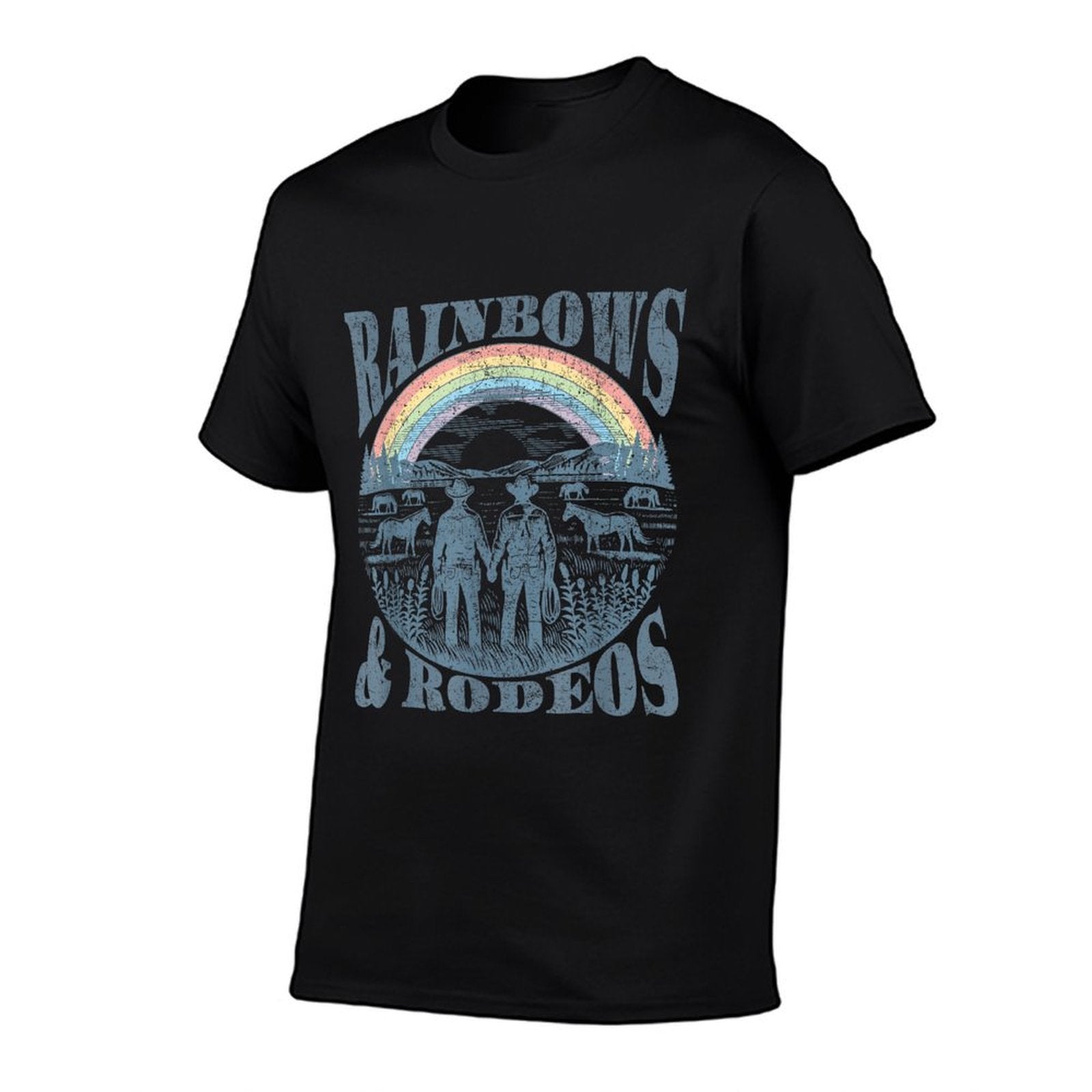 Retro Funny Rainbows And Rodeos Cowboy Trans Rights Gay LGBT  Moisture-wicking T-Shirt