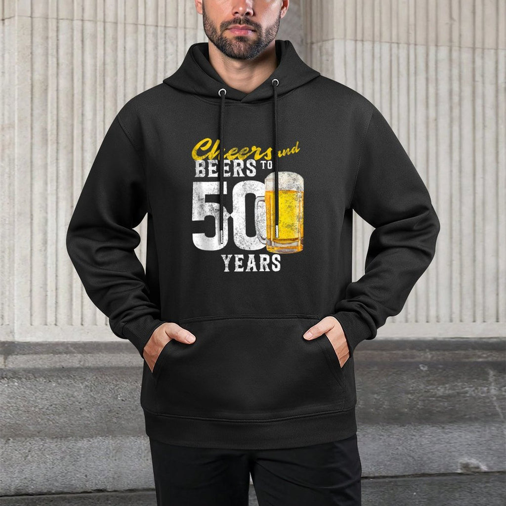 Cheers And Beers To 50 Years for 50th Birthday Party Funny Kangaroo Pocket Hoodie
