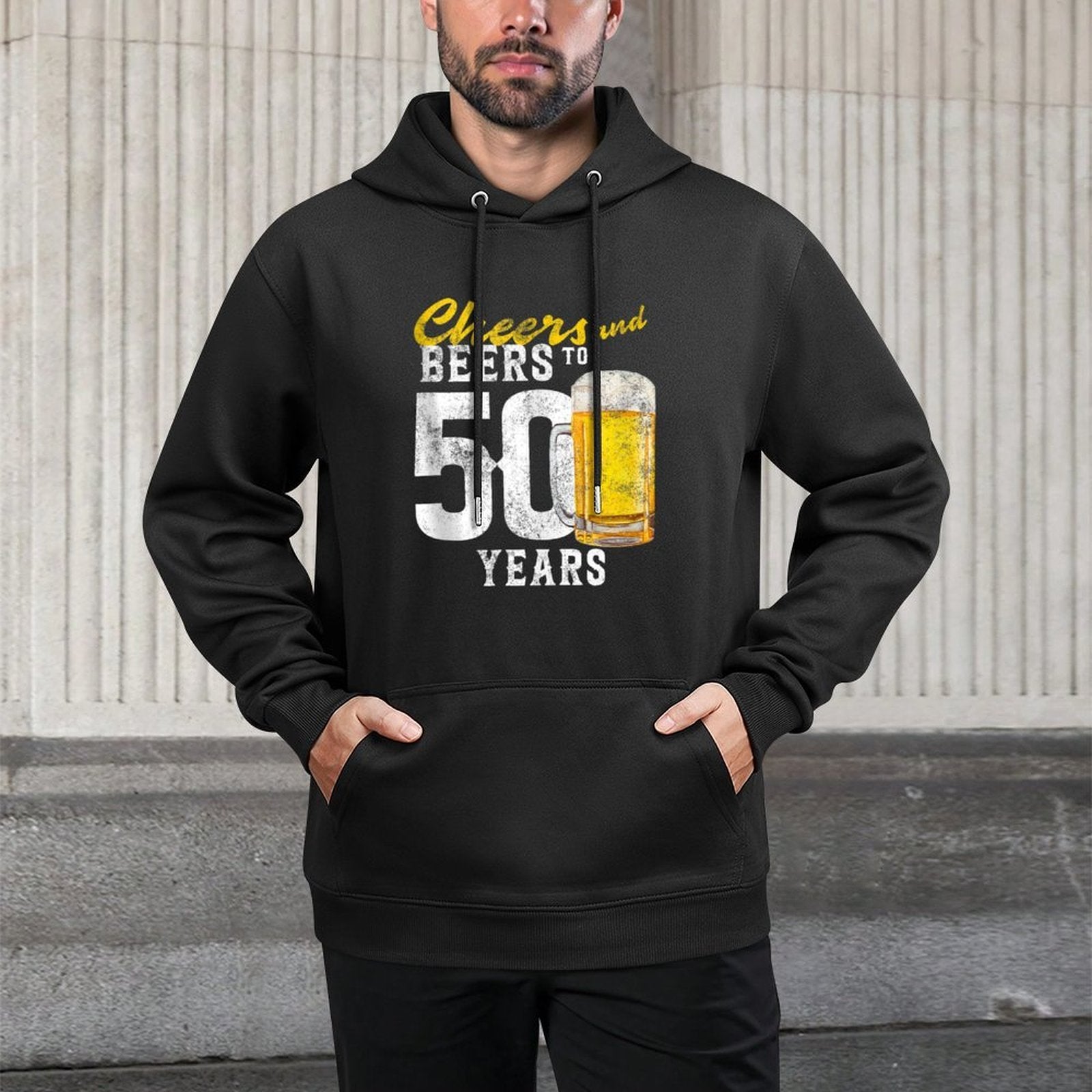 Cheers And Beers To 50 Years for 50th Birthday Party Funny Kangaroo Pocket Hoodie