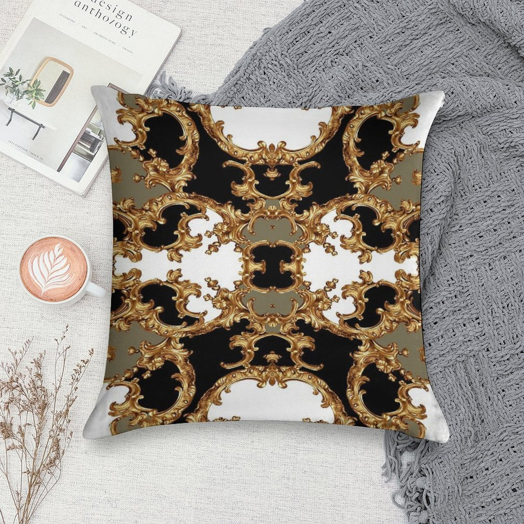 Golden Ornamental Baroque Symmetrical Soft Multiple Sizes Throw Pillow