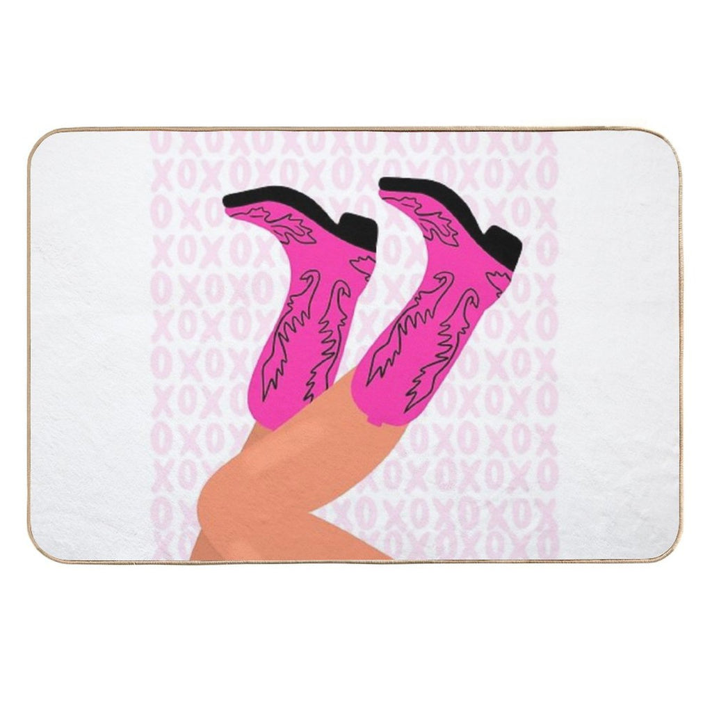 XOXO Pink Cowboy Boots  Dirt-Trapping Bath Mat