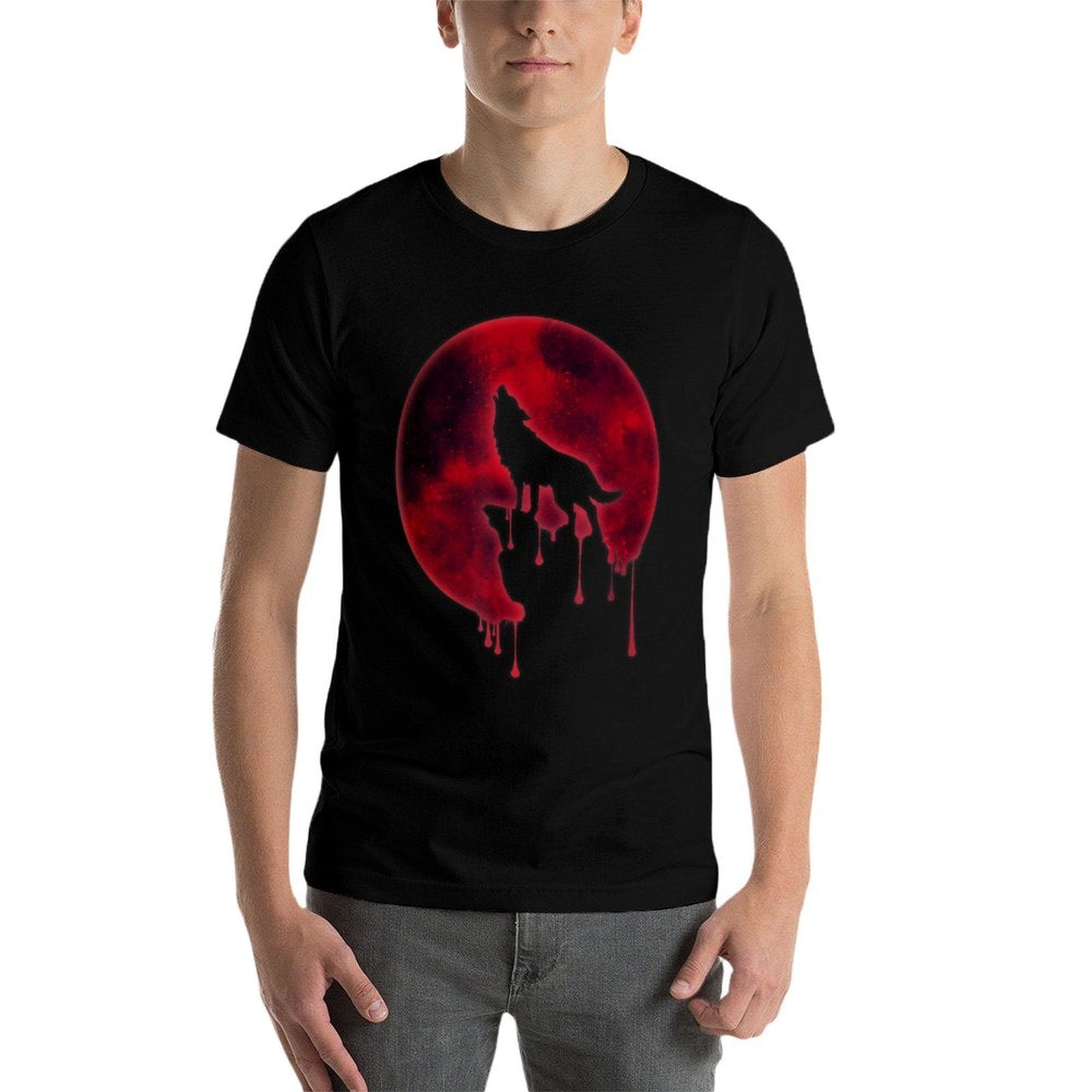 Full Moon Howling Wolf Galaxy Blood Moon Eclipse  Vintage-inspired T-Shirt