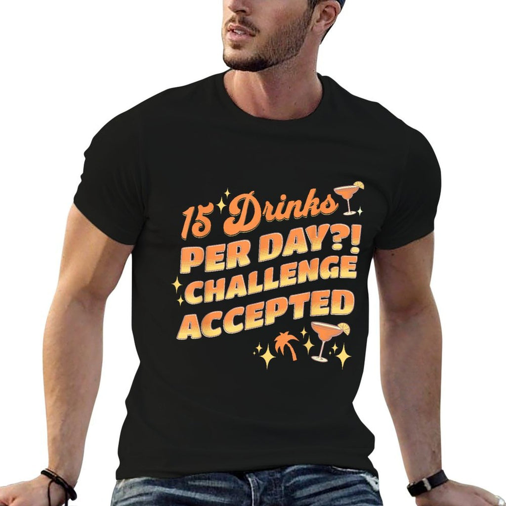 The Vacation Station Apparel Co. Funny Cruise Group Drink Package Challenge Accepted Black  Stretchy T-Shirt