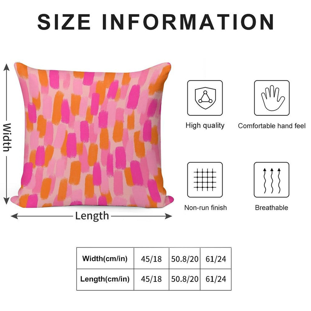 Abstract, Pink with Orange, Paint Brush Effect Soft Warmth Comfort Throw Pillow