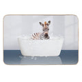 Baby Zebra  in Modern Bathtub Blue Print, Baby Zebra Bathing, Animals in Bathtub Art by Synplus  Eco-Friendly Bath Mat
