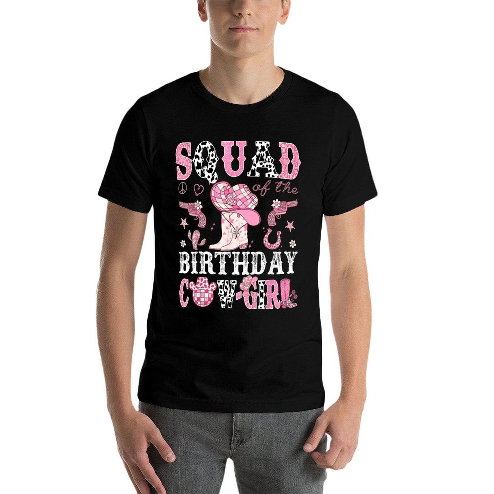 Squad Of The Birthday Cow-Girl Pink Disco Rodeo Western  Versatile T-Shirt
