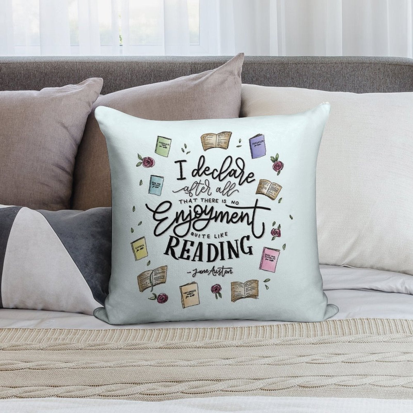 No Enjoyment Like Reading Soft Luxury Feel Throw Pillow