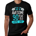 This Is What An Awesome 90 Year Old Birthday Looks Like 90th  Heathered Texture T-Shirt
