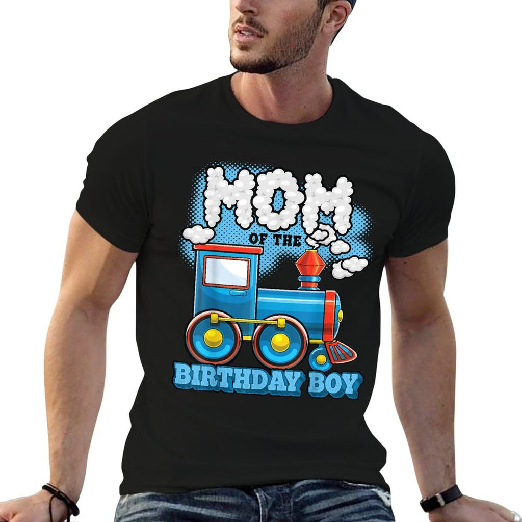 I'm Mom of The Birthday Boy Train Birthday Party Supply  Trendy Pattern T-Shirt
