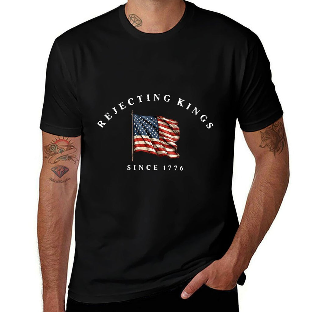 Womens Rejecting Kings Since 1776 Patriotic USA 4th Of July  Stretchy T-Shirt