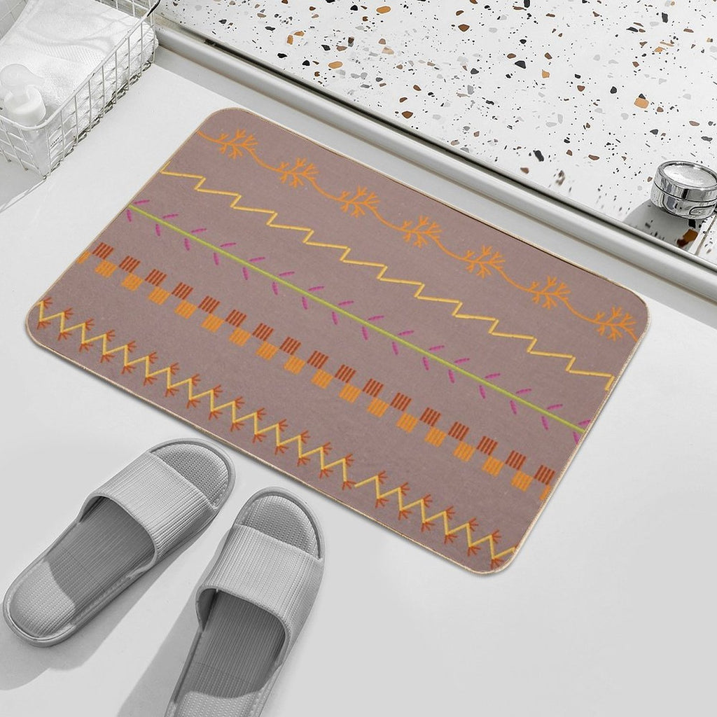 Sewing Stitch Patterns on Textured Fabric Effect Background  Anti-Trip Bath Mat