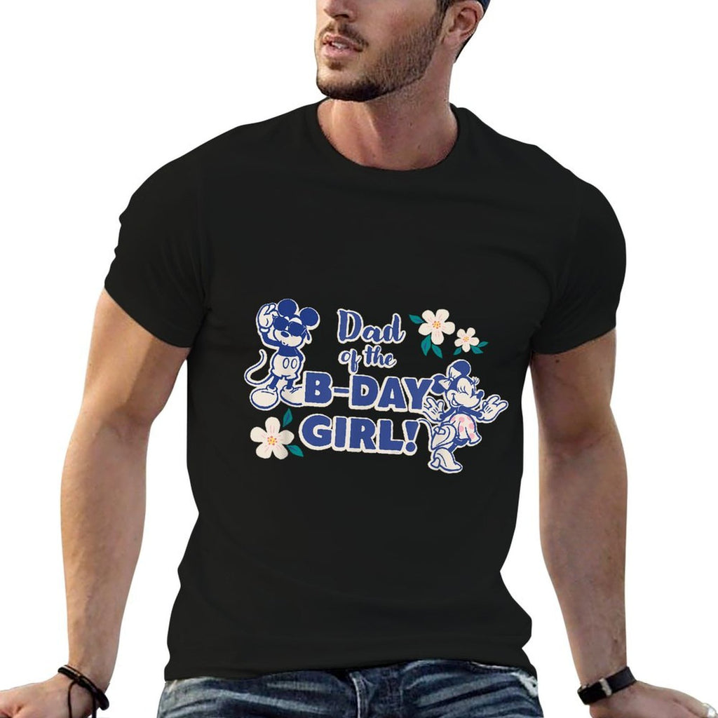Disney Mickey & Minnie Mouse Birthday Dad of The B-Day Girl  Heathered Texture T-Shirt