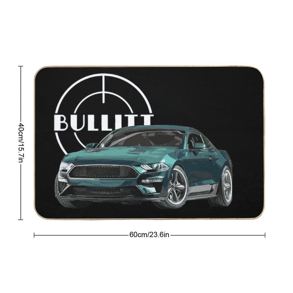 Bullitt Mustang GT 5.0L V8 Classic Steve Mcqueen Muscle Car  Easy To Clean Bath Mat