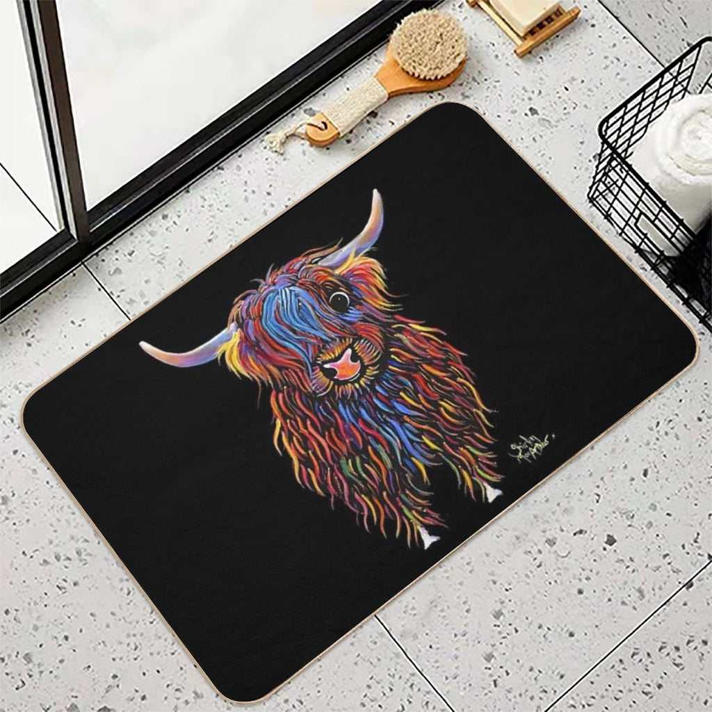 HiGHLaND CoW PRiNT SCoTTiSH ' BiG B ' BY SHiRLeY MacARTHuR  Rapid-Drying Bath Mat