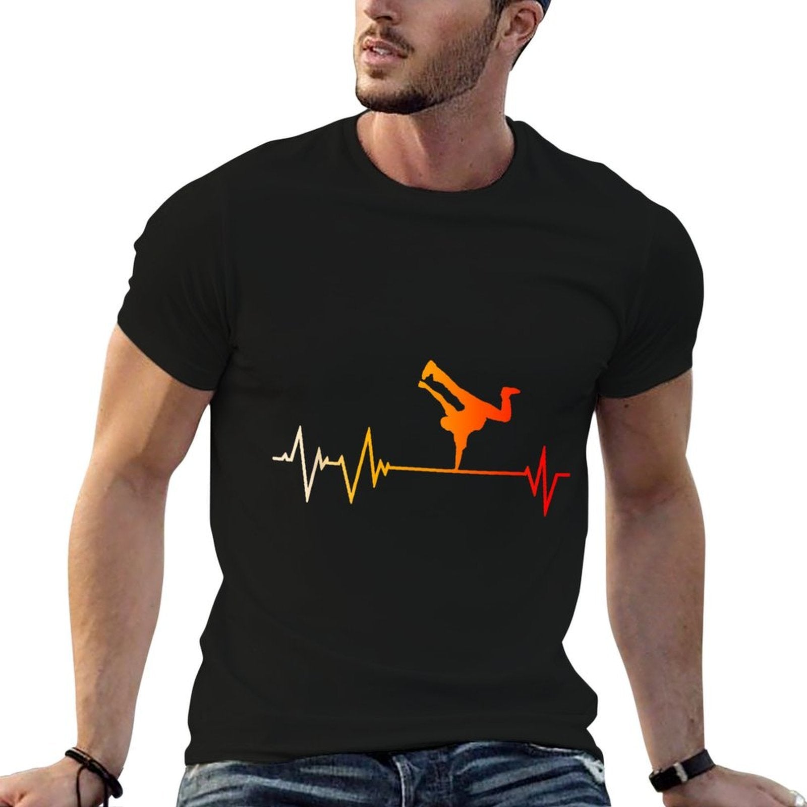 Great Breakdance Heartbeat Hip Hop Music Tricking  Trendy Pattern T-Shirt